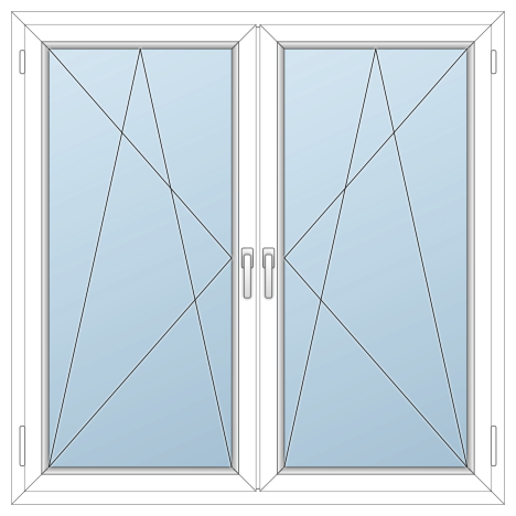 REHAU 1480×1480 kétszárnyú tokosztott ablak