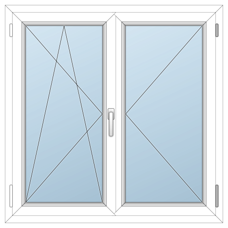 REHAU 1180×1180 kétszárnyú váltószárnyas ablak balos
